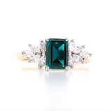 9ct Yellow Gold Lab Grown 0.80ct Emerald & 0.27ct Diamond Cluster Ring murray co jewellers belfast engagement ring