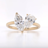 14ct Yellow Gold Lab Grown 0.95ct Pear & 1.03ct Marquise Diamond Ring murray co jewellers belfast engagement rings