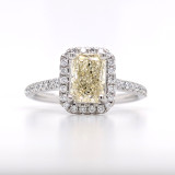 Platinum 1.62ct Lab Grown Yellow Diamond & 0.30ct Diamond Cluster Ring murray co jewellers belfast engagement rings
