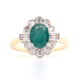 9ct Yellow Gold 1.85ct Emerald & 0.50ct Diamond Cluster Ring murray co jewellers belfast