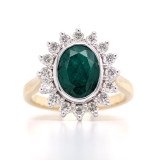 9ct Yellow Gold 1.85ct Emerald & 0.50ct Diamond Cluster Ring murray co jewellers belfast