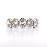 18ct White Gold 1.00ct Oval Diamond Rub Over Set 5 Stone Ring murray co jewellers belfast