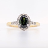 9ct Yellow Gold 0.84ct Green Sapphire & 0.15ct Diamond Cluster Ring murray co jewellers belfast