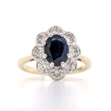 9ct Yellow Gold 1.42ct Sapphire & 1.00ct Diamond Cluster Ring murray co jewellers belfast