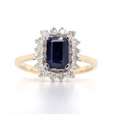 9ct Yellow Gold 1.00ct Sapphire & 0.32ct Diamond Cluster Ring murray co jewellers belfast