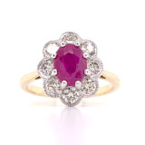 9ct Yellow Gold 1.40ct Ruby & 1.00ct Diamond Cluster Ring murray co jewellers belfast