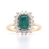9ct Yellow Gold 0.90ct Emerald & 0.32ct Diamond Cluster Ring murray co jewellers belfast