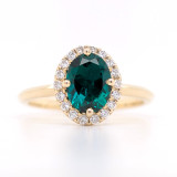 9ct Yellow Gold Lab Grown 2.06ct Emerald & 0.20ct Diamond Rotating Cluster Ring murray co jewellers belfast
