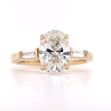 18ct Yellow Gold 2.25ct Lab Grown Oval & Baguette Diamond 3 Stone Ring murray co jewellers belfast engagement rings