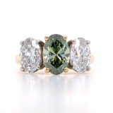 18ct Yellow Gold Lab Grown 1.36ct Green Diamond & 2.11ct Diamond Ring murray & co jewellers belfast engagement rings
