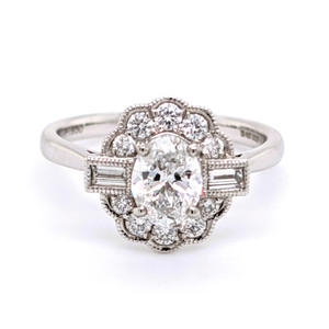 Platinum 1.06ct Oval Diamond Cluster Engagement Ring diamond ring engagement ring belfast wedding ring eternity ring diamond jewellery