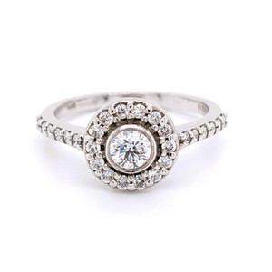 Platinum 0.60ct Rub Over Style Halo Cluster Diamond Ring diamond ring engagement ring belfast wedding ring eternity ring diamond jewellery