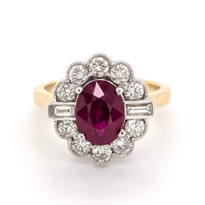 18ct Yellow Gold Diamond & Ruby Milgrain Edge Ring diamond ring engagement ring belfast wedding ring eternity ring diamond jewellery