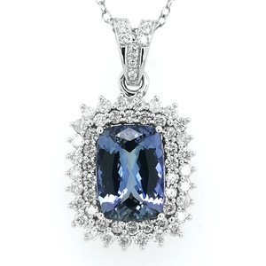 18ct White Gold Tanzanite & Diamond Pendant diamond ring engagement ring belfast wedding ring eternity ring diamond jewellery