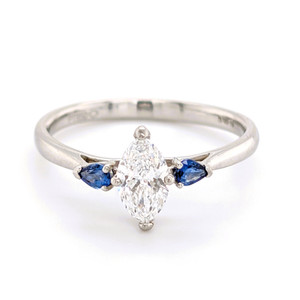 Platinum 0.70ct Diamond & 0.30ct Sapphire 3 Stone Ring diamond ring engagement ring belfast wedding ring eternity ring diamond jewellery