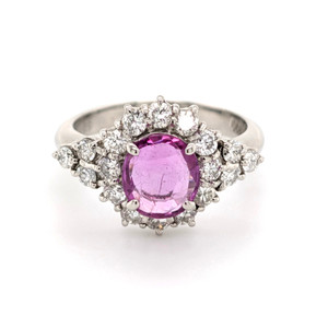 Platinum 1.26ct Pink Ruby & 0.69ct Diamond Cluster Ring diamond ring engagement ring belfast wedding ring eternity ring diamond jewellery