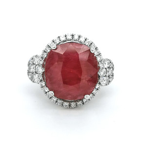 18ct white gold ruby and sapphire diamond cluster ring murray co jewellers belfast