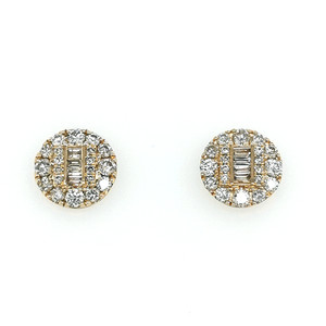 18ct yellow gold round brilliant and baguette diamond earrings murray co jewellery belfast