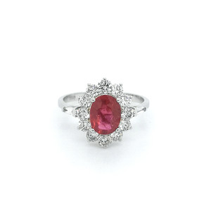 18ct white gold ruby and diamond cluster ring murray co jewellery belfast