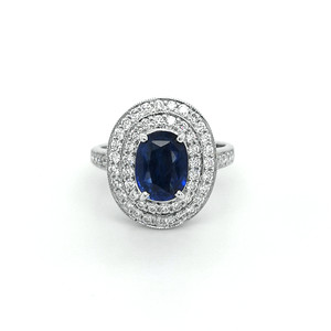 18ct white gold sapphire and diamond double halo cluster ring murray co jewellers belfast