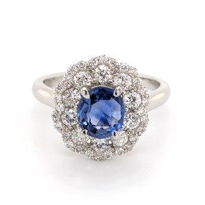 Platinum 1.32ct Sapphire & 0.72ct Diamond Cluster Ring murray co jewellers belfast sapphire rings