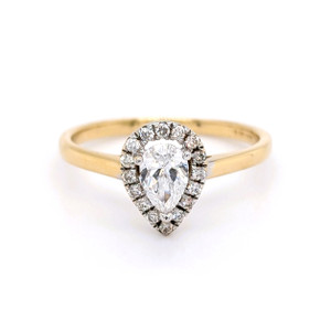 18ct yellow gold pear diamond halo cluster engagement ring murray co jewellers belfast
