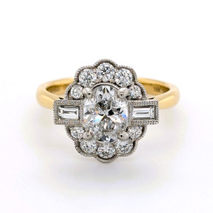 18ct yellow gold oval diamond traditional style cluster diamond engagement ring murray co jewellers belfast