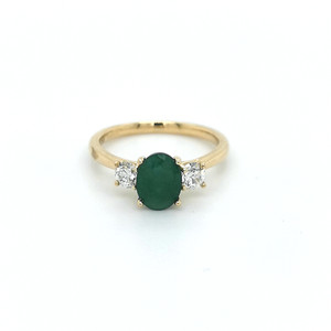 18ct yellow gold emerald and diamond 3 stone ring murray co jewellers belfast