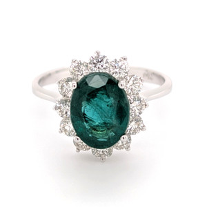 18ct white gold emerald and diamond cluster ring murray co jewellers belfast