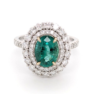 18ct white gold emerald and diamond double halo cluster ring murray co jewellers belfast