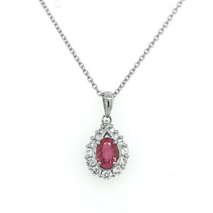 platinum oval ruby and diamond pear shaped pendant murray co jewellery belfast