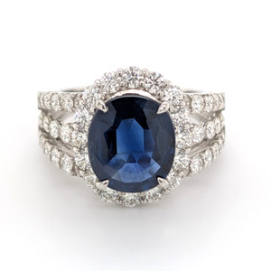 Platinum 4.02ct Sapphire & 1.51ct Diamond Cluster Ring murray co jewellers belfast