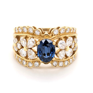 18ct Yellow Gold 1.56ct Diamond & 1.29ct Sapphire Ring murray co jewellers belfast