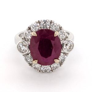 18ct White Gold 4.71ct Ruby & 1.36ct Diamond Cluster Ring murray co jewellers belfast