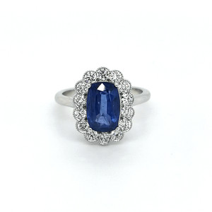 18ct White Gold 3.62ct Sapphire & 1.00ct Diamond Cluster Ring murray co jewellery belfast