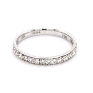18ct White Gold 0.50ct Pavé Set Diamond Milgrain Edged Wedding Ring murray co jewellers belfast
