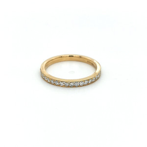 18ct Yellow Gold 0.26ct Pavé Set Diamond Milgrain Wedding Ring murray co jewellers belfast