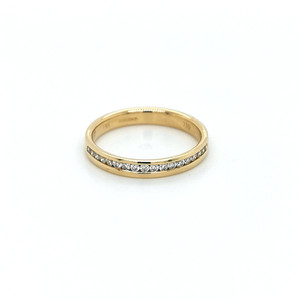 18ct Yellow Gold 0.18ct Diamond Off Set Channel Set Wedding Ring murray co jewellers belfast