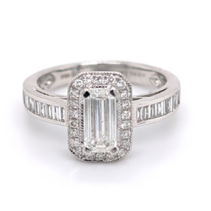 18ct White Gold 1.30ct Emerald Cut Diamond Cluster Ring murray co jewellers belfast