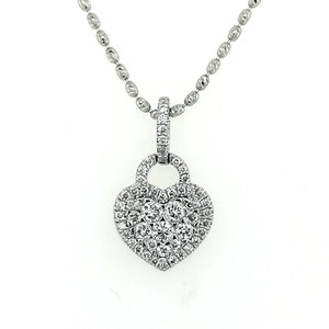 18ct White Gold 0.41ct Diamond Heart Padlock Pendant murray co jewellers belfast