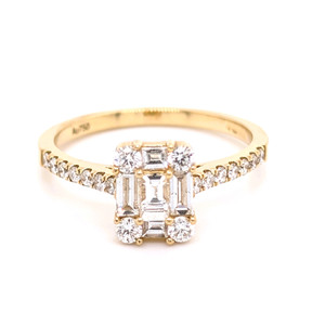 18ct Yellow Gold 0.74ct Diamond Baguette Cluster Ring murray co jewellers belfast