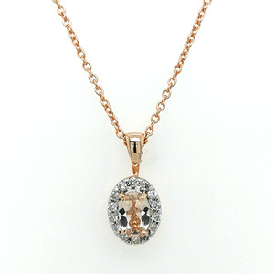 9ct Rose Gold 0.36ct Morganite & 0.15ct Diamond Cluster Pendant murray co jewellers belfast