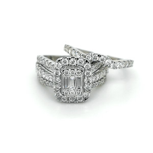 14ct White Gold 2.00ct Diamond Illusion Cluster Ring Set murray co jewellers belfast