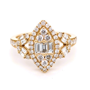 18ct Yellow Gold 1.00ct Diamond Marquise Illusion Cluster Ring murray co jewellers belfast