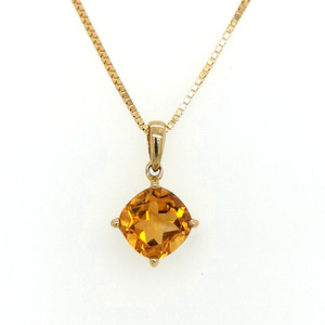 9ct Yellow Gold 1.60ct Cushion Citrine Pendant murray co jewellers belfast