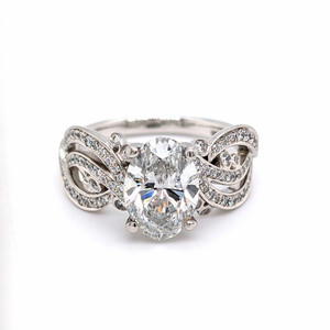 Platinum 2.32ct Lab Grown Oval Diamond Cluster Ring murray co jewellers belfast