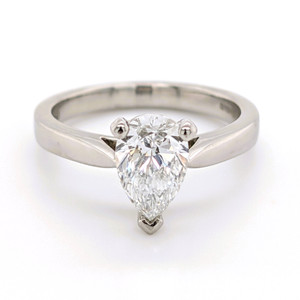 Platinum 1.30ct Lab Grown Pear Diamond Solitaire Ring murray co jewellers belfast