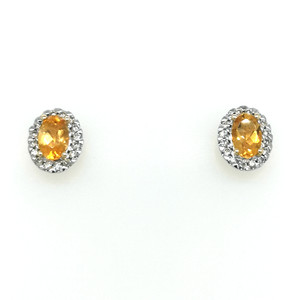 9ct Yellow Gold 0.40ct Oval Citrine & 0.20ct Diamond Earrings murray co jewellers belfast gemstone jewellery