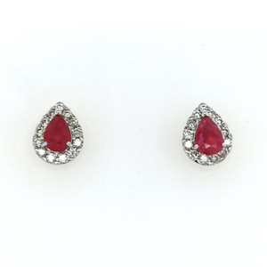 9ct Yellow Gold 0.82ct Pear Ruby & 0.45ct Diamond Earrings murray co jewellers belfast
