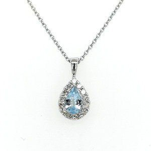 9ct White Gold 0.53ct Aquamarine & 0.24ct Diamond Pendant murray co jewellers belfast